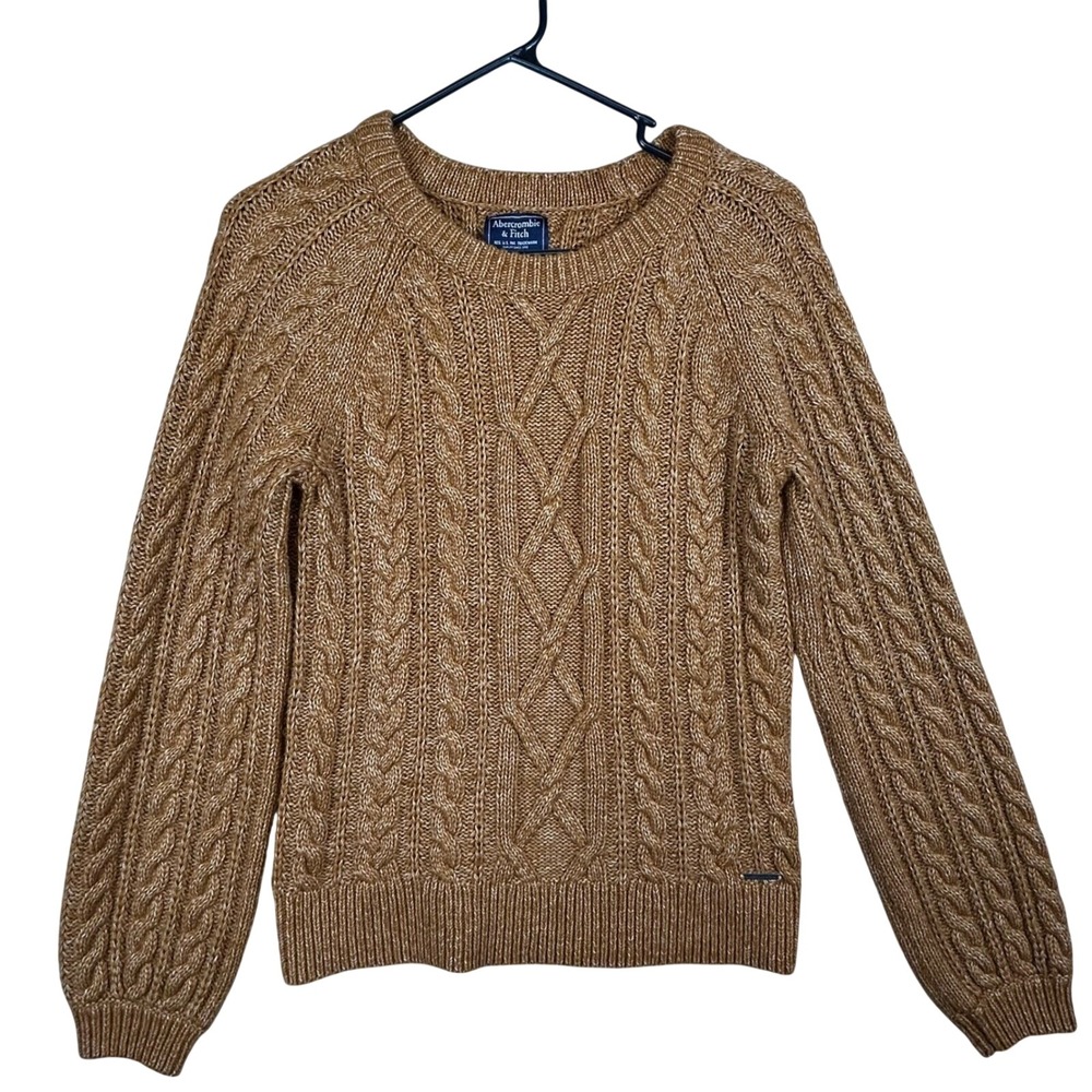 Abercrombie & Fitch Womens Cable Knit Sweater Amber‎ Orange Size M Raglan Sleeve